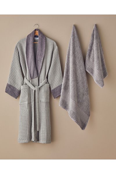 English Home Set halat de baie violet Waffle 100% bumbac