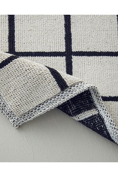 English Home Petra Cotton Curl Χαλάκι Μπάνιου Μαύρο - Λευκό
