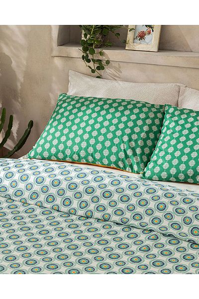 English Home Single Exotic Circles Printed Pique - Dark Green