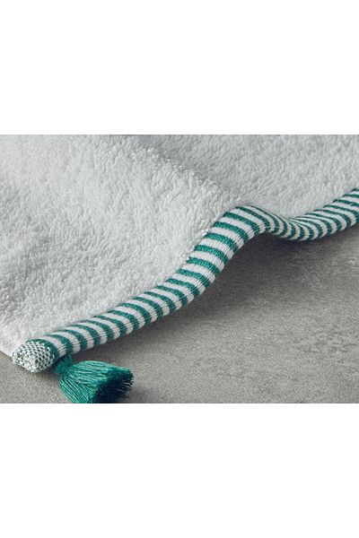 English Home Colorful Lines Cotton Face Towel Ecru - Green