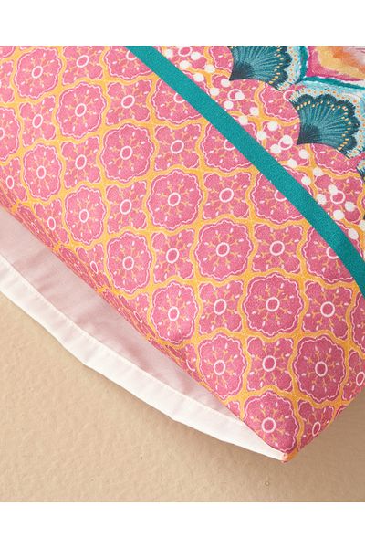 English Home Palmy Patch 2-Piece Orange-Beige Pillow Case
