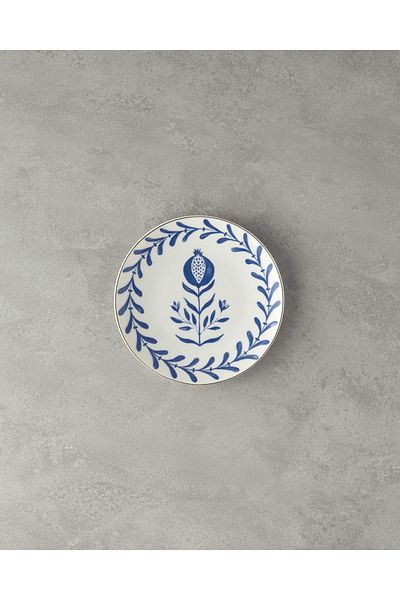 English Home Navy Blue-White Carnival Tulip Bone Porcelain Cake Plate - 20 cm
