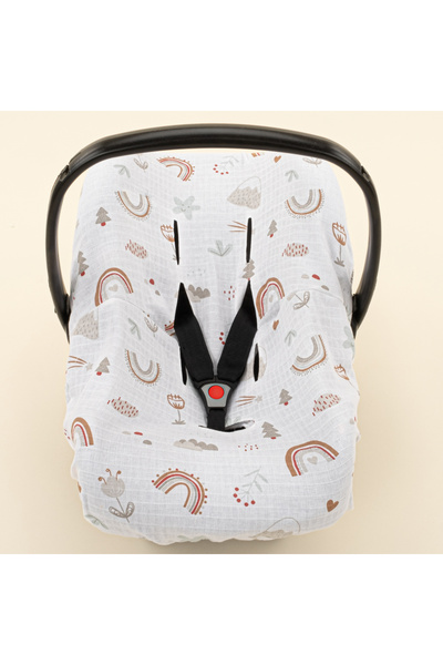 Yunikobaby Muslin Stroller - Brown Rainbow Sheet and Cover