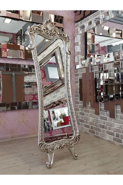 AYNA DENİZİ Bihter Model Gümüş Renk Dekoratif Ayaklı Boy Aynası