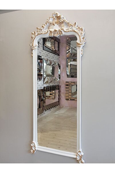 AYNA DENİZİ Vintage Madam Model Beyaz Altın Renk Dekoratif Boy Aynası