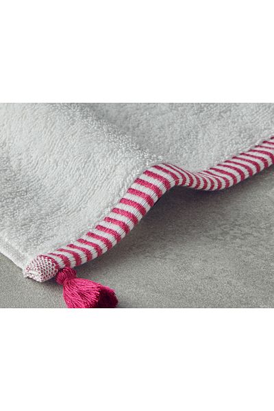 English Home Colorful Lines Cotton Face Towel Ecru-Fuchsia