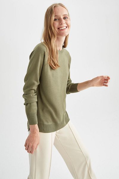 DeFacto Extra Soft Cashmere Textured Crew Neck Sweater - Regular Fit I6913az22wn