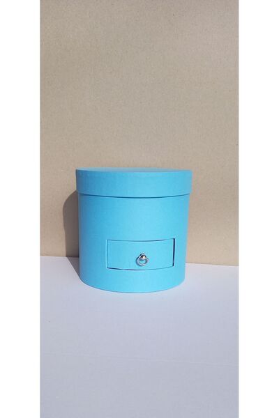KERİBOX Mavi Çekmeceli Silindir Kutu Çap 15 Yükseklik 15 Cm Başka Renkleri De...