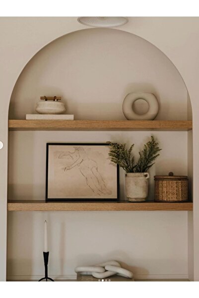 Yggdrasil Home Decor Doğal Ahşap 20x165x4 Cm 2'li Gizli Bağlantılı Raf