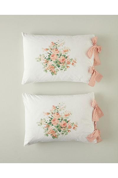 English Home Combinație Orange Mystic Rose - Față de pernă din 2 piese cu șireturi din bumbac