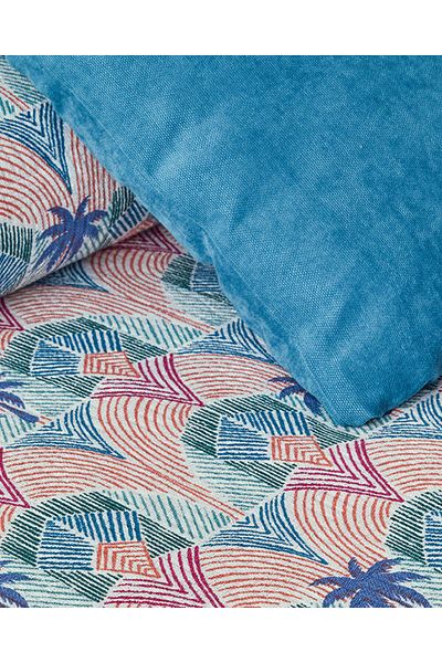 English Home Blue Tropical Palm Double Pique