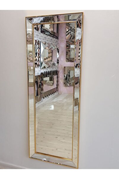 AYNA DENİZİ Ayna Çerçeveli Model Altın Renk Dekoratif Modern Boy Aynası