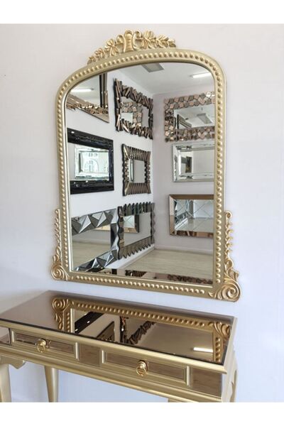 AYNA DENİZİ Lady Model Platin Altın Renk Dekoratif Ayna
