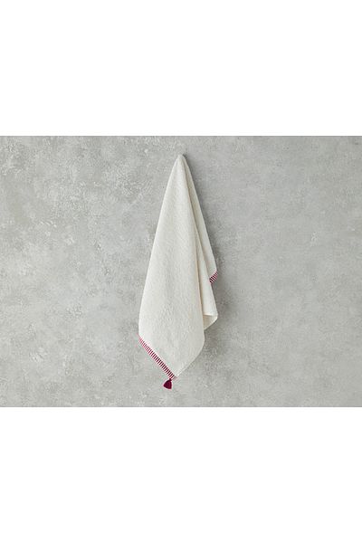 English Home Colorful Lines Cotton Face Towel Ecru-Fuchsia
