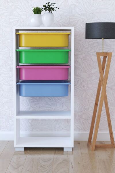 Remaks 4 Sepetli Oyuncak Dolabı Çok Amaçlı Dolap - Renkli