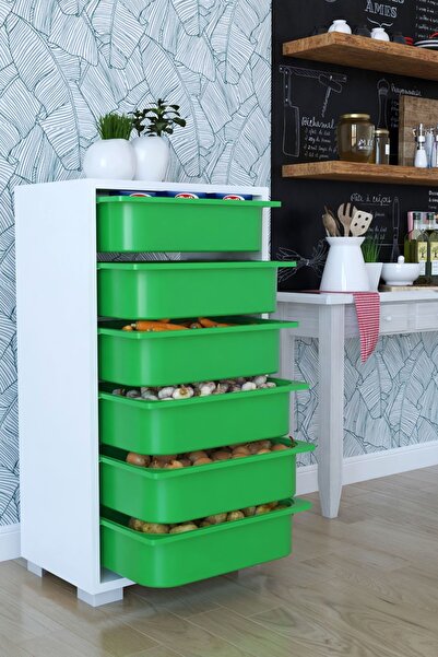 Remaks Mutfak Dolabı 6 Sepetli  Çok Amaçlı Dolap - Yeşil