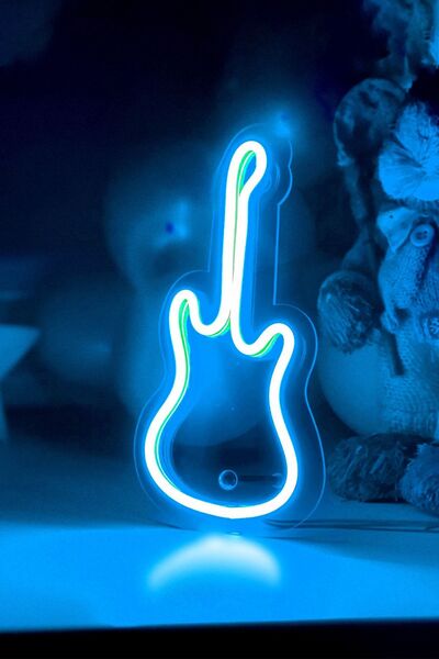 vinyuup Çocuk Odası Için Masaüstü Küçük Gitar Şeklinde Neon Led Işıklı Tablo ...