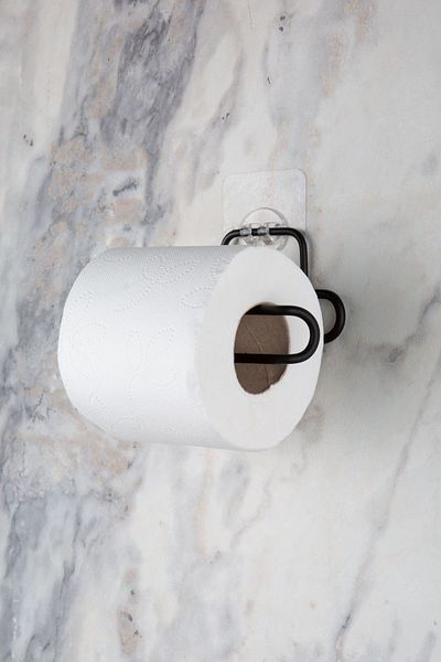 MultiStore Sticker Adhesive Black Open Toilet Roll Holder WC Paper Holder