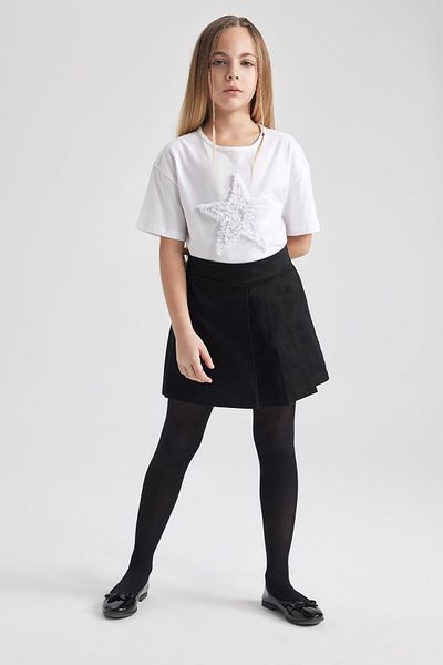 DeFacto Girl's Black Gabardine Pleated Shorts Skirt - A1927a824sm