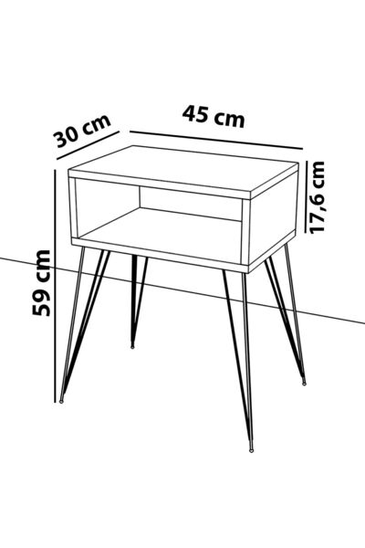 Remaks Elit Metal Ayaklı Komodin - Meşe