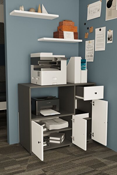 Remaks Bole 90 cm Çok Amaçlı Ofis evrak dolabı  Antrasit / Beyaz