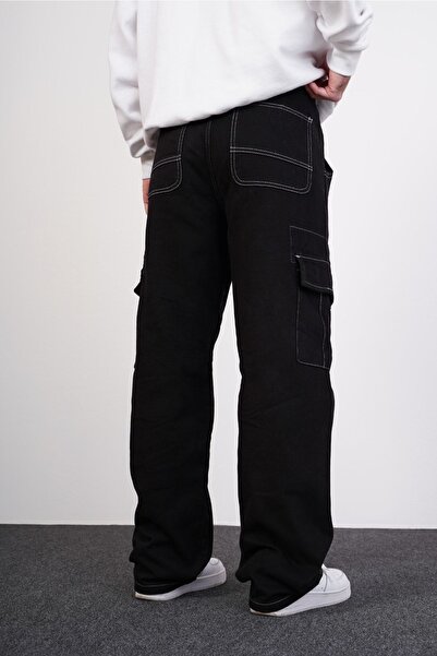 DİFRANSEL Dikiş Detaylı Kargo Cepli Baggy Pantolon