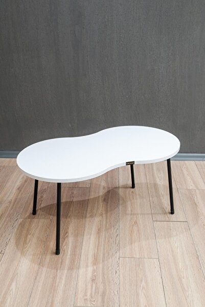 Remaks Londra Metal Ayaklı Orta Sehpa Orta Masa - Beyaz / Beyaz