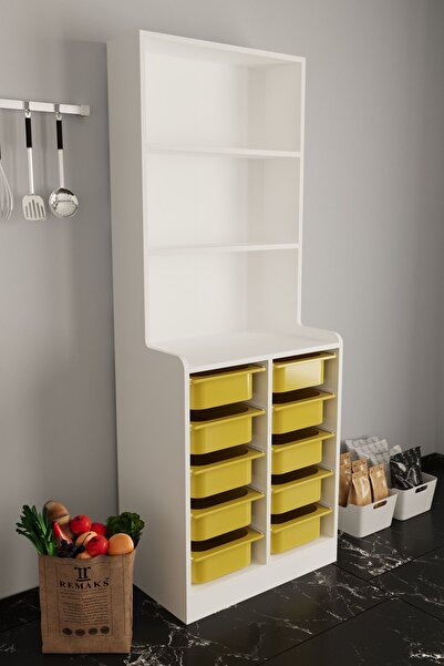 Remaks Feline 10 Sepet Oyuncak Dolabı Çok Amaçlı Mutfak Banyo Kiler Dolabı Sarı