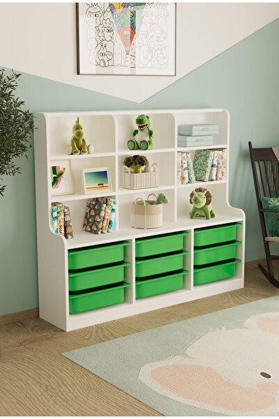 Remaks Sinous 9 Sepetli Çok Amaçlı Oyuncak Dolabı Yeşil