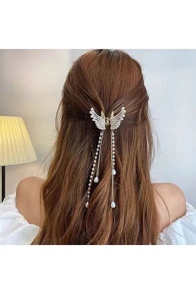 GÜLPEŞE Agrafă de păr Pearl Dangle Butterfly Metal Latch Cataramă