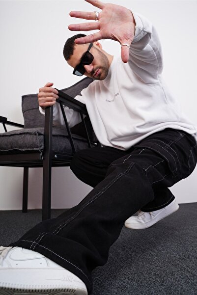 DİFRANSEL Dikiş Detaylı Kargo Cepli Baggy Pantolon