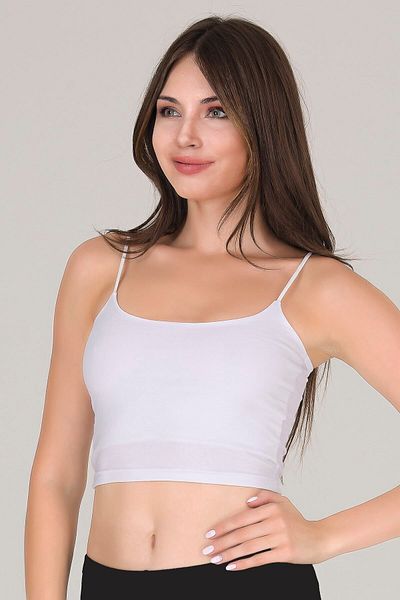 Sensu Women's Rope Strap White Crop Bustier - Bst1002