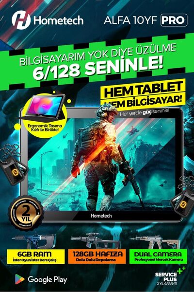 Hometech Alfa 10 Yf Pro 10.1 Inc 6Gb Ram 128 Gb Hafıza 1280*800 Ips Ekran (Hometech Türkiye Garanti)