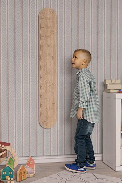 zeo wood design Çocuk Odası Mdflam Büyüme Gelişim Boy Ölçme Cetveli - Sonoma