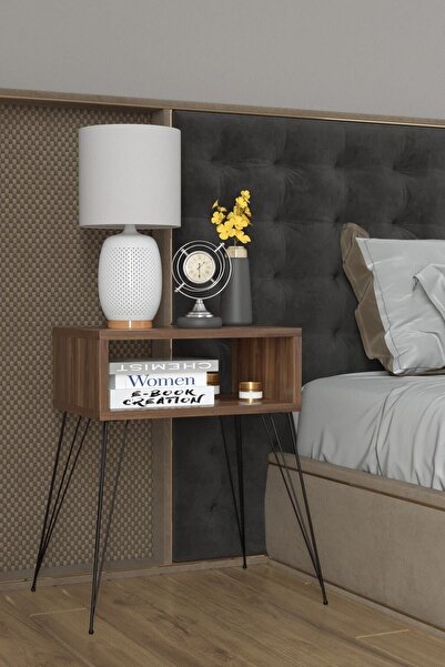 Remaks Elit Metal Ayaklı Komodin Ceviz