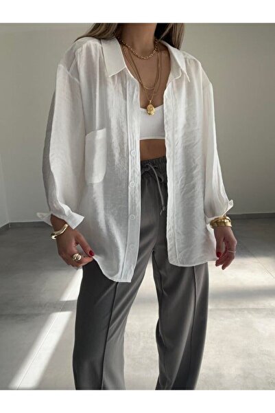 Butik Ayseba قميص بلون سادة كبير الحجم