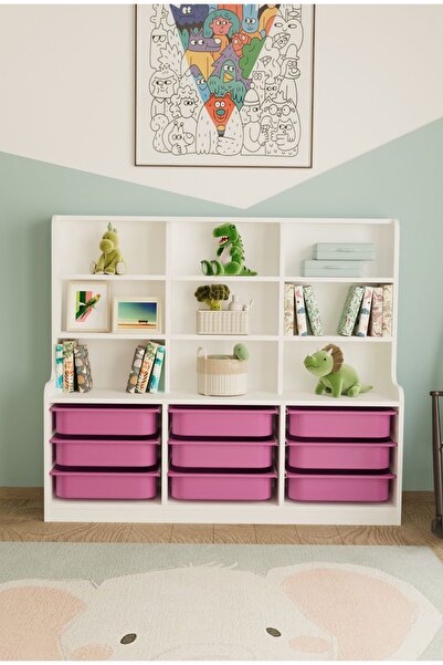 Remaks Sinous 9 Sepetli Çok Amaçlı Oyuncak Dolabı Pembe