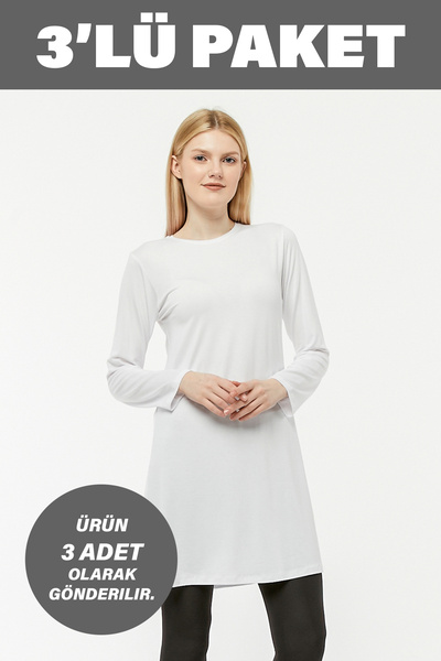 Pinkapple Örme Penye Kurtarıcı Uzun Kol Kadın Tesettür Tunik