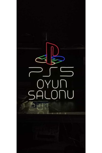 vinyuup Neon Led Işıklı Ps5 Oyun Konsolu Logosu 70 X 50 Cm
