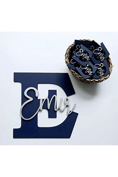 renkli mi renkli tasarım dünyası Ahşap 35 cm kapı süsü ve 20 adet isimli magnet