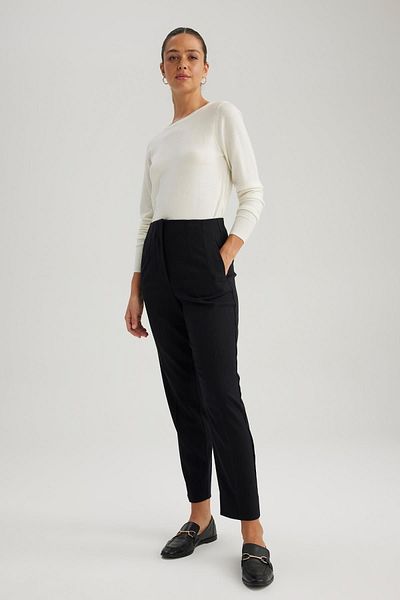 DeFacto Black Slim Fit Pocket High Waist Cropped Leg Pants - A5197Ax23Wn