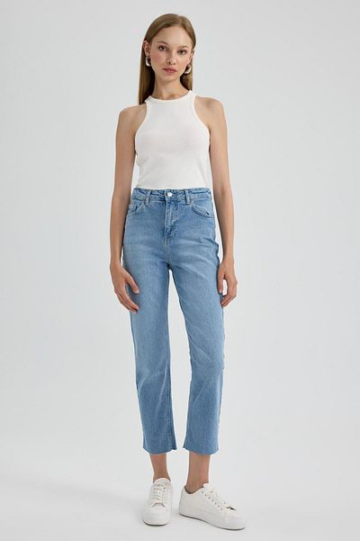 DeFacto Mary Vintage Jeanshose mit hoher Taille und Knöchellänge, Cut-Out, gerade Passform - B0309ax23au