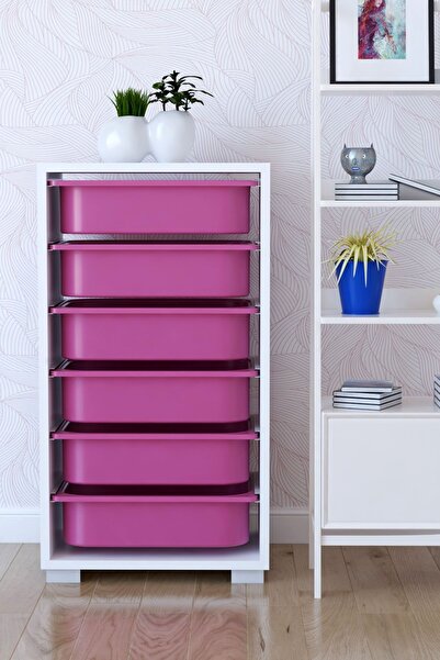 Remaks 6 Sepetli Oyuncak Dolabı Çok Amaçlı Dolap - Pembe