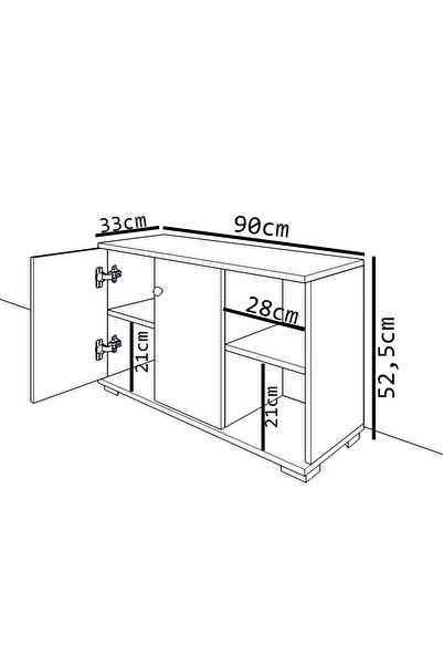 Remaks Basic 2 Kapaklı 2 Bölmeli Açık Raflı Ayakkabılık Portmanto Vestiyer - Meşe / Beyaz