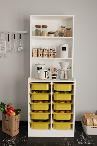 Remaks Feline 10 Sepet Oyuncak Dolabı Çok Amaçlı Mutfak Banyo Kiler Dolabı Sarı