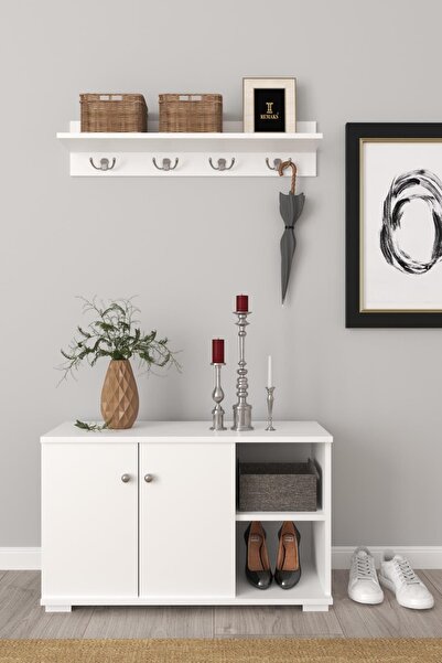 Remaks Royal Vestiyer Ayakkabılık Portmanto Ve Duvar Askısı - Beyaz / Beyaz