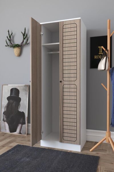 Remaks Fuga 2 Kapaklı Elbise Dolabı - Beyaz Gövde Cordoba Kapak