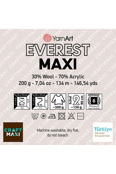 Yarnart EVEREST MAXI - ΜΠΡΟΝΤΙ ΧΕΡΙ ΠΛΕΚΤΟ ΣΚΟΡΔΟ EBRULİ-8022