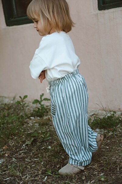 OhlalaKoala Unisex Khaki Striped Cotton Children's Pants