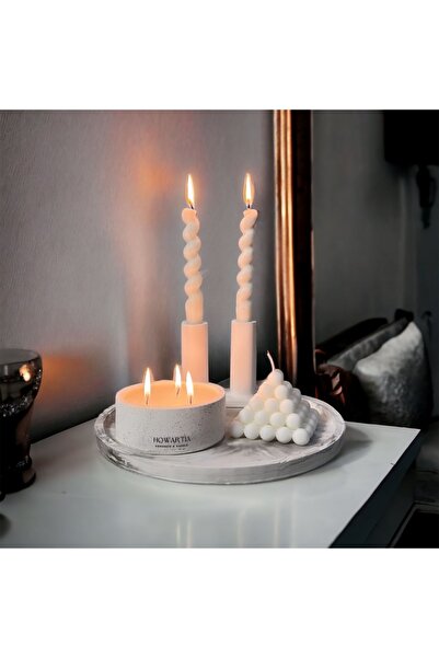 howartia store نمط رخامي كبير مقاس 29 سم مجوهرات شمعة العرض الخرساني وحامل وعاء الزهور